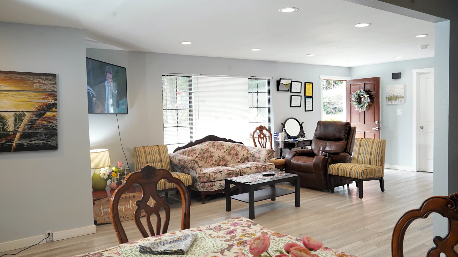 Caregiver and resident sharing a quiet moment together at Hebron Care